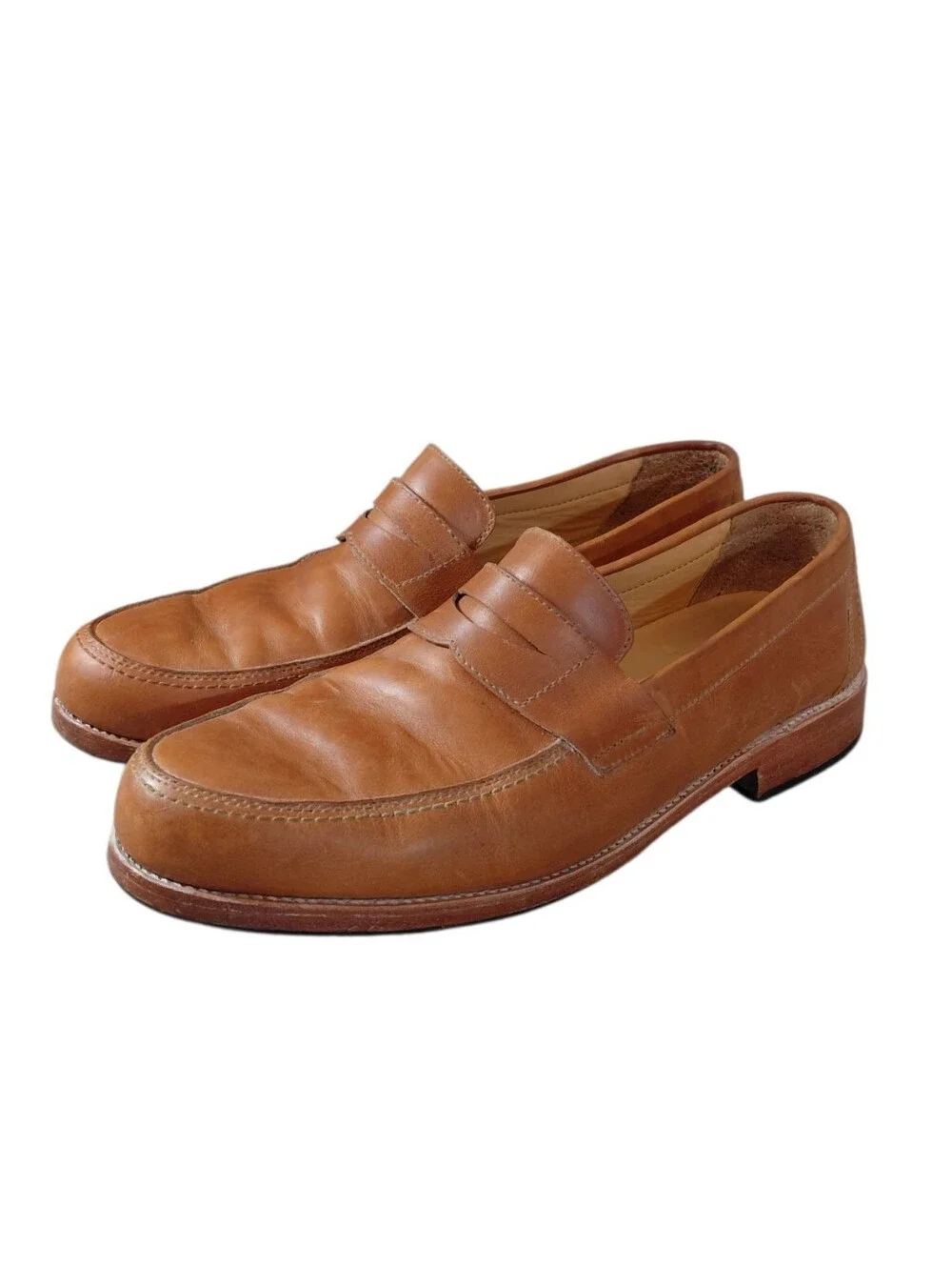 Adelante The Luca Chestnut Leather Penny Loafers Size 9.5 Classic Slip-On Shoes